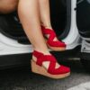 Corky's Dark Red Faux Suede Case Closed Shoes