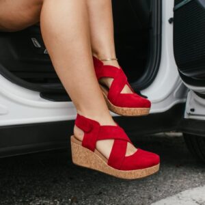 Corky's Dark Red Faux Suede Case Closed Shoes