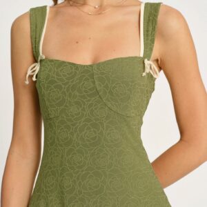 Alternative view of Green Contrasting Slip Mini Dress