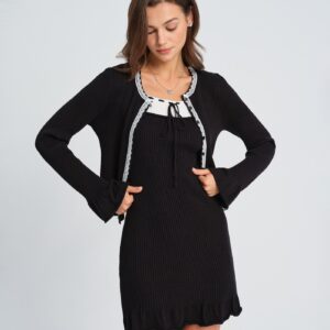 Alternative view of Black Contrasting Sweater Dress
