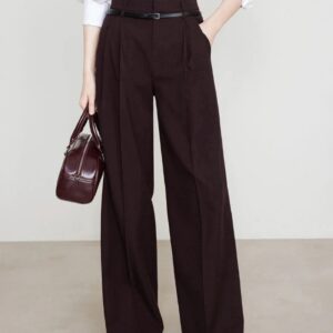 Dark Red Casual Pants