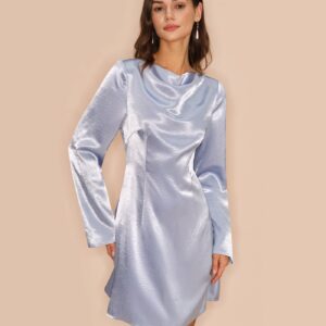 Alternative view of Blue Bell Sleeve Satin Mini Dress