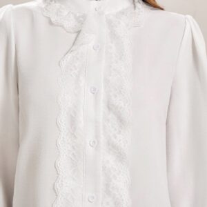 Alternative view of White Turtle Poet Sleeve Lace Shirt