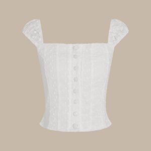 White Floral Shirred Tank Top